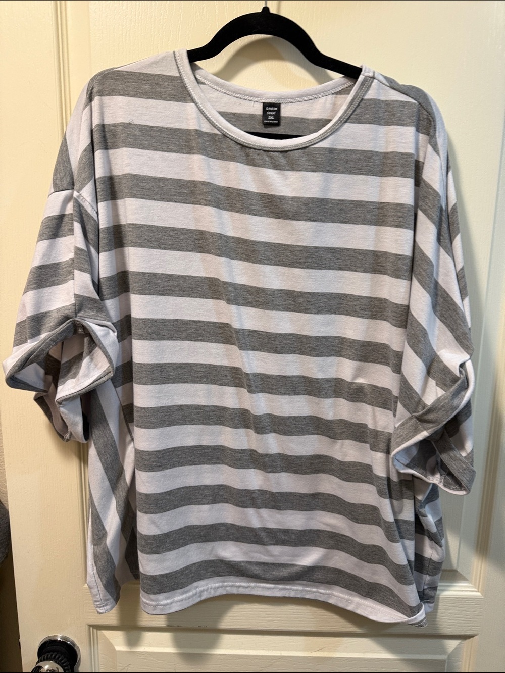 Women’s Gray & White Striped Crewneck Shirt